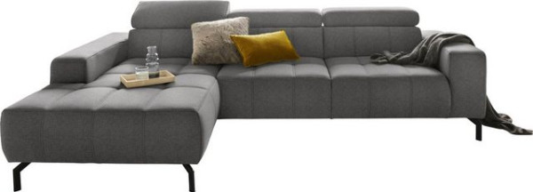 DOMO collection Ecksofa Cunelli, wahlweise inklusive 6-fach verstellbarer Kopfteilverstellung