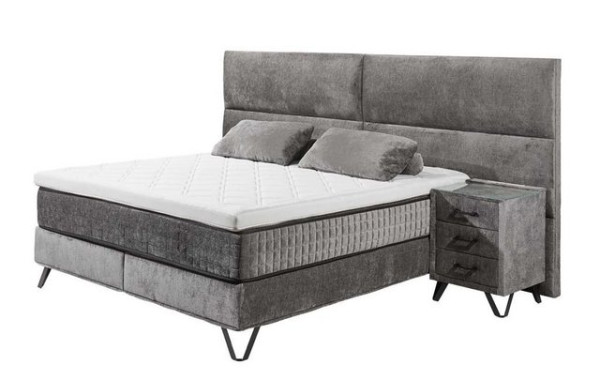 ED EXCITING DESIGN Boxspringliege (180 x 200 cm, Trapani XL), Grau